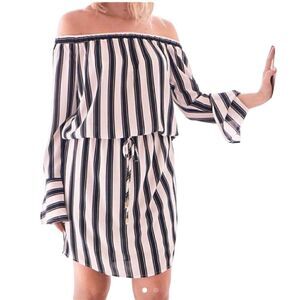 Veronica M. Off the Shoulder Striped Dress - Size Small / S